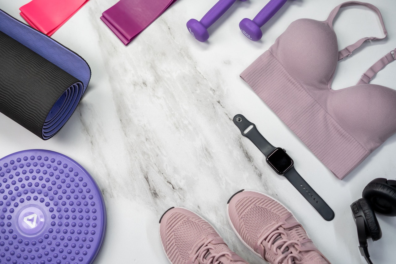 fitness products on a table